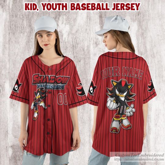 Custom Sonic Shadow The Hedgehog Baseball Jersey, Custom Sonic Jersey, Funny Sonic Party Shirt, Sonic Birthday Gift