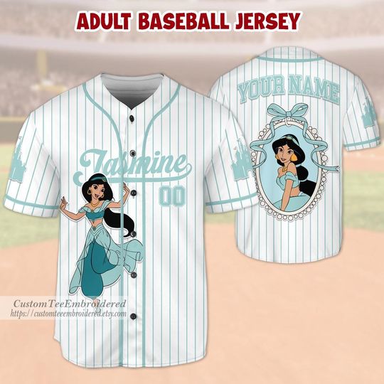 Personalize Disney Princess jasmine Baseball Jersey, Disney Game Day Kid Adult Baseball Jersey, Disney Princess Matching Gift