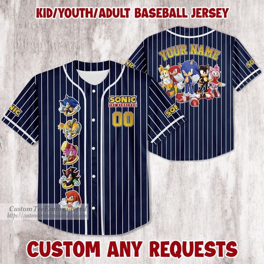 Personalized Sonic And Friends The Hedgehog Jersey, Custom Sonic Jersey, Funny Sonic Jersey For Kids, Jersey for Kids, Youth & Adults