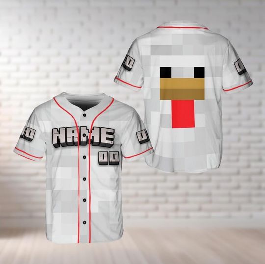 Personalized Minecraft Baseball Jersey, Pixel Art Gamer Shirt, A Minecraft Movie Shirt, Gamer Gift For Boy, Minecraft Cosplay Outfit