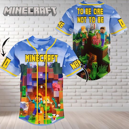Custom Minecraft Baseball Jersey, To Be Or Not To Be Shirt, A Minecraft Movie Shirt, Game Baseball Shirt, Gift For Gamer Him Men Dad