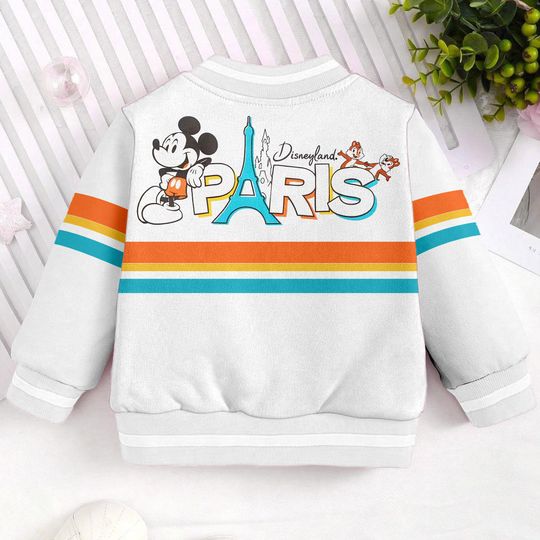 Mickey Disneyland Paris Kids and Youth Baseball Jacket, Aldult Unisex Varsity Baseball Jacket