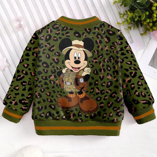 Custom Name Mickey Animal Kingdom Kids and Youth Baseball Jacket, Aldult Unisex Varsity Baseball Jacket