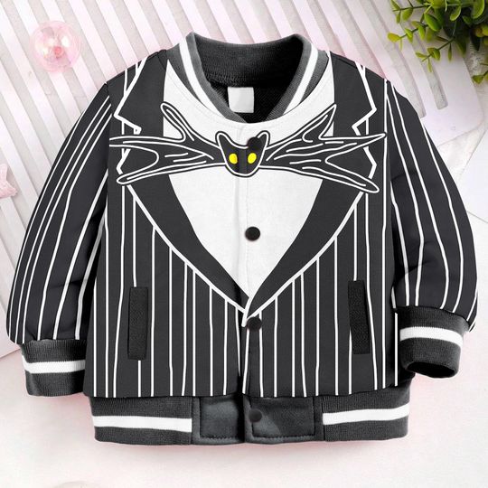 Jack Skellington Nighmare Xmas Kids and Youth Baseball Jacket, Aldult Unisex Varsity Baseball Jacket