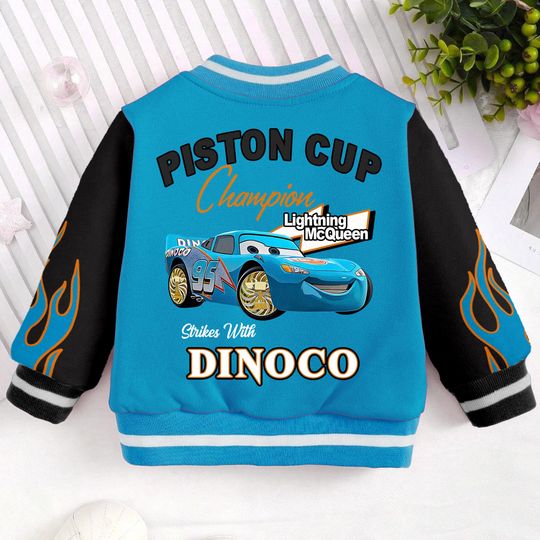 Dinoco Piston Cup Kids and Youth Baseball Jacket, Aldult Unisex Varsity Baseball Jacket