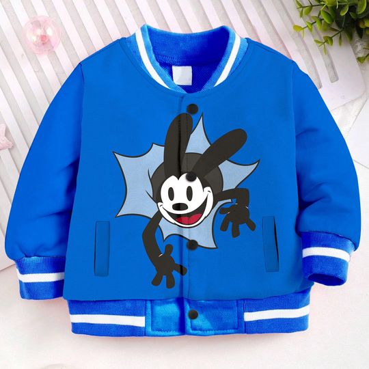 Oswald Lucky Rabbit Hole Kids and Youth Baseball Jacket, Aldult Unisex Varsity Baseball Jacket