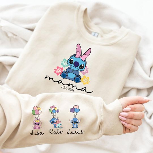 Stitch Mom Shirt, Disney Mama Tee, Custom Grandma T-Shirt, Nana Sweatshirt, Mother's Day Shirt, Abuela Shirt, Personalized Mom Shirt