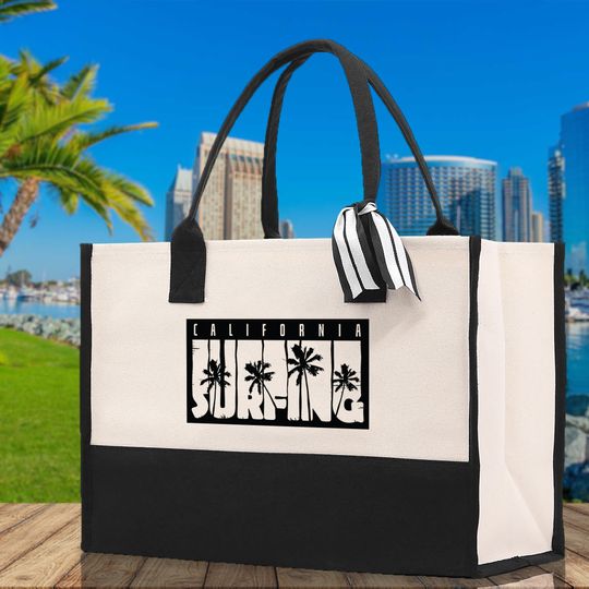 California Cotton Canvas Tote Bag CA Travel Vacation Tote Employee and Client Gift Wedding Favor Birthday Welcome Tote Bag Bridesmaid Gift