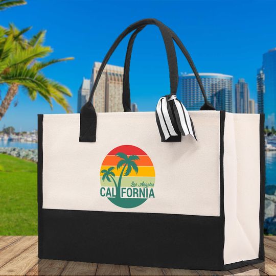 California Cotton Canvas Tote Bag CA Travel Vacation Tote Employee and Client Gift Wedding Favor Birthday Welcome Tote Bag Bridesmaid Gift