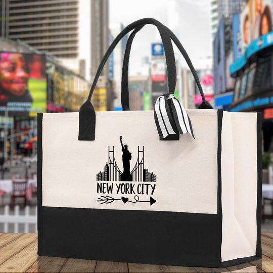 New York Cotton Canvas Tote Bag NY Travel Vacation Tote Employee and Client Gift NYC Wedding Favor Birthday Welcome Tote Bag Bridesmaid Gift