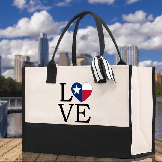 Texas Cotton Canvas Tote Bag TX Travel Vacation Tote Employee and Client Gift Wedding Favor Birthday Welcome Tote Bag Bridesmaid Gift