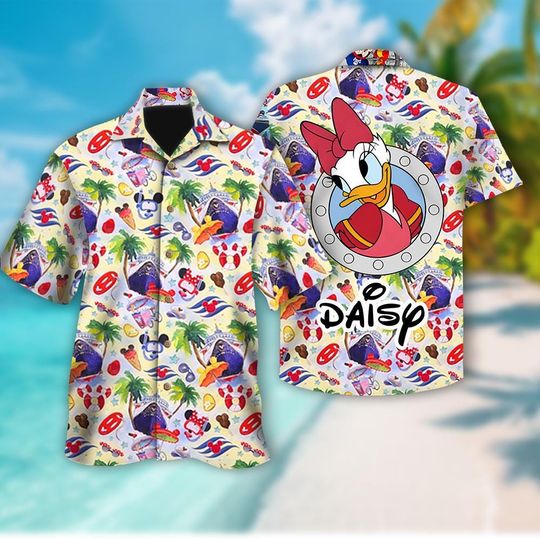 Personalized Family Cruise Daisy Shirt, Mickey and Friends Cruise Hawaiian Shirt, Daisy Cruise Trip 2025, Wish Dream Magic Button Up