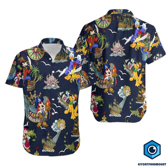 Pirates Of Caribbean Hawaiian Shirt, Mickey And Friends A Pirate's Life Summer Hawaiian Shirt, Mickey Cruise Tee, Funny Holiday Gift