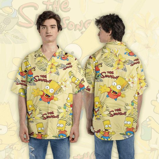The Simpsons Tropical Hawaiian Shirt, Bart and Homer Simpson Shirt, Animated Series Gifts