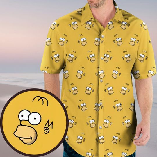 Homer Simpson Hawaiian Shirt, The Simpsons Tropical Shirt, Cartoon Outfit For Fans, Funny Summer Button Shirt, Homer Vacation Shirt