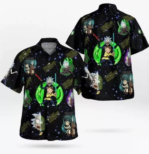 Rick And Rickandmorty Hawaiian Button Down Shirt Unisex Adults