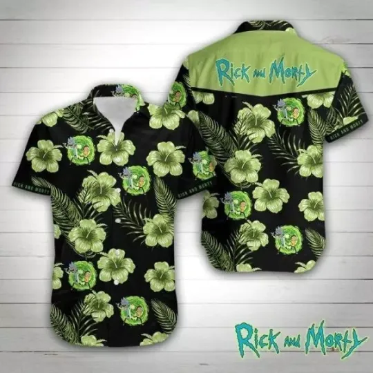 Rick And Rickandmorty Hawaiian Button Down Shirt Unisex Adults