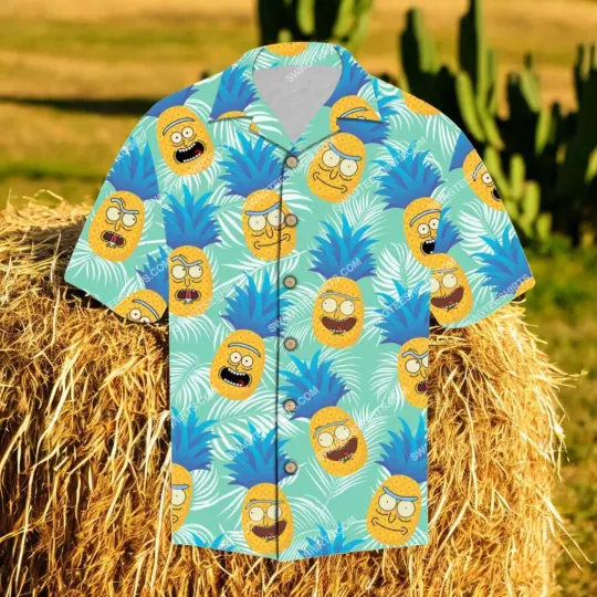 Rick And Rickandmorty Pineapples All Over Print Hawaiian Shirt