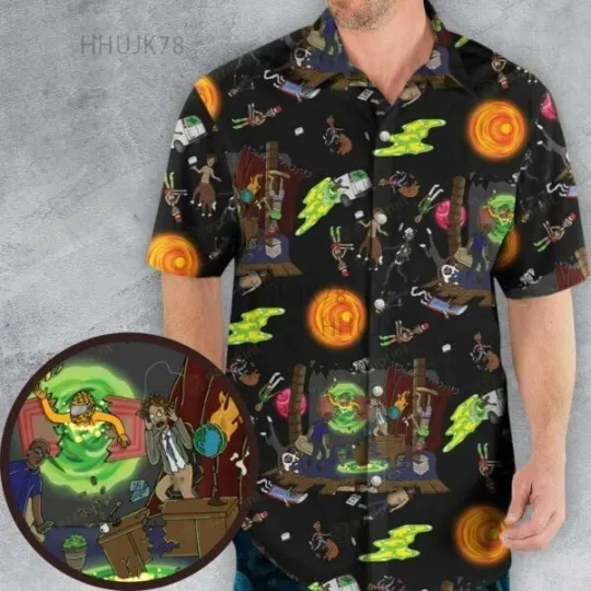 The Eric Andre Show Rick and Rickandmorty Hawaiian Shirt, Gifts for Cartoons Lovers