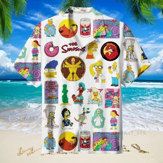 The Simpsons Hawaiian Shirt, button down unisex adults