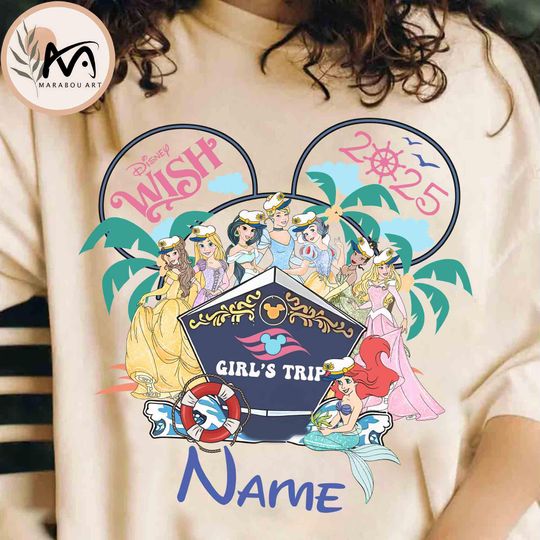 Personalized Disney Princess Cruise Trip T-shirt, Disney Wish Wonder Fantasy Magic Wish, Disney Family Cruise Matching Tee, Girl Cruise Trip