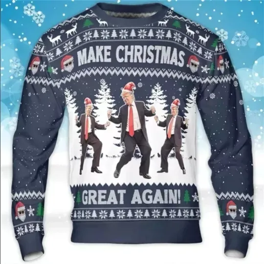2024 new Trump Dancing Make Christmas Great Again 3D SWEATER Mother Day Gift