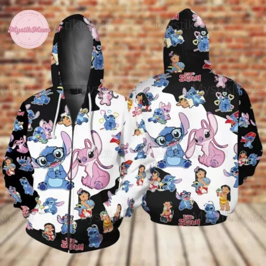 Stitch And Angel 3D HOODIE Mother Day Gift All Over Print best Price Us Size