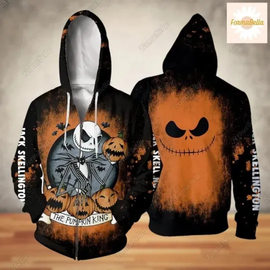 Halloween Jack Skellington ZIP 3D HOODIE Mother Day Gift all Over Print Us Size