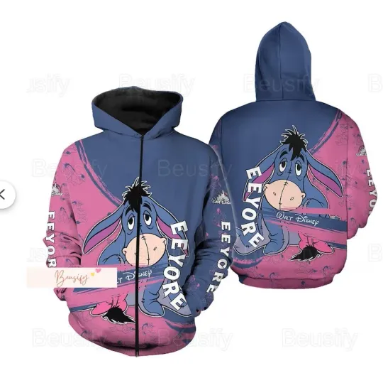 Eeyore Zipper 3D HOODIE The Mother Day Gift US Size Christmas Gift Halloween