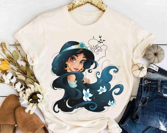 Disney Princess Jasmine Portrait Retro Shirt, Aladdin and Jasmine Matching Tee, Magic Kingdom Family Trip Shirts