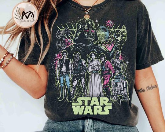 Vintage Star Wars Characters Group Shirt, Episode III Revenge of the Sith 20th Tee, Darth Vader Leia Chewie, May The 4th Be With You