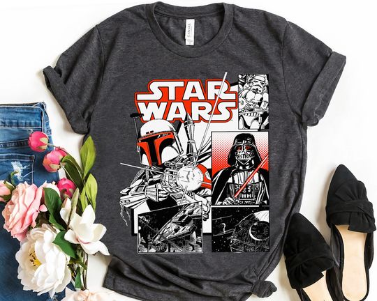 Star Wars Boba Fett Darth Vader Comic Panels Shirt, Galaxy's Edge Hollywood Studios Unisex Comfort Colors Tshirt Family Birthday Gift Tee