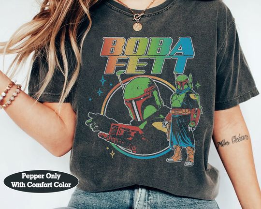 Star Wars The Book Of Boba Fett Rainbow Logo Shirt, Galaxy's Edge Trip Unisex Comfort Colors Tshirt Birthday Family Holiday Gift