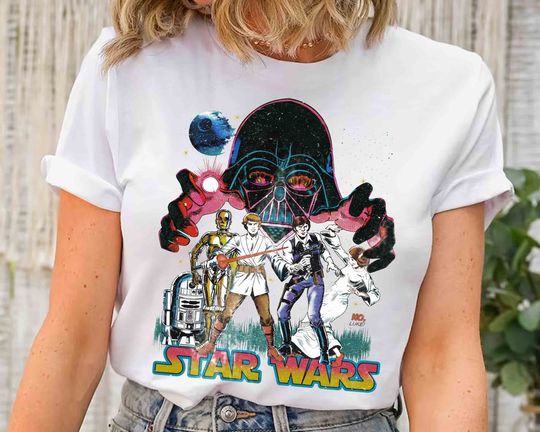 Vintage Star Wars Group Shot May The Fourth Be With You T-shirt, Leia Han Solo Luke R2-D2 C3-PO, Star Wars Day Tee, Galaxy's Edge Trip