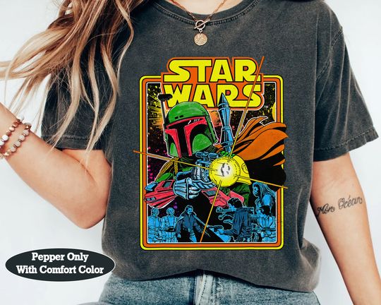 Star Wars Boba Fett Fires Graphic Shirt, Galaxy's Edge Hollywood Studios Unisex Comfort Colors Tshirt Birthday Gift Tee