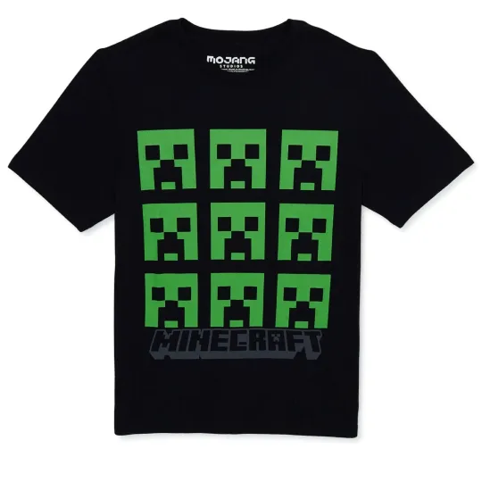 Mojang Minecraft Boy's Creeper Faces Graphic Print T-Shirt - NWT