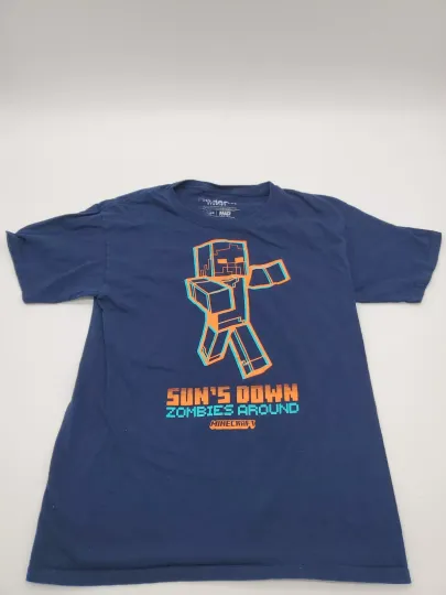Minecraft Mojang Large Youth Kids Blue Zombie Shirt..#2845