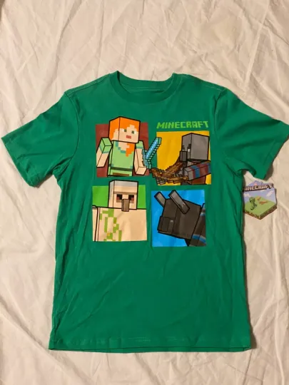 MINECRAFT Creeper video GAME logo New BOYS Youth SHORT SLEEVE T-Shirt STEVE