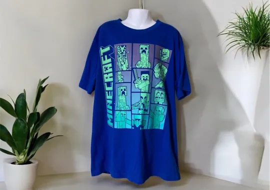 Boys Mojang Studios Minecraft Blue Short Sleeve Cotton Blend T-Shirt XXL(18)