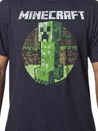 Minecraft Logo Chasing Creeper Black T-Shirt Large, 2X-Large