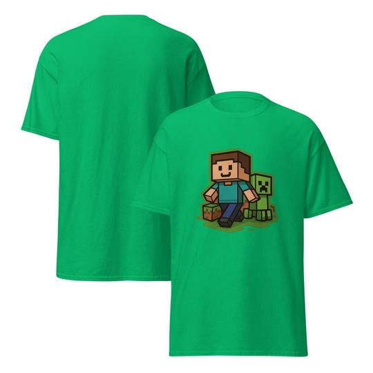 Pixel World T-shirt design inspired by Minecraft