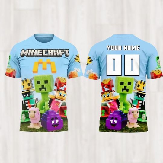 Custom Minecraft Game 3D Shirt, Minecraft Movie Unisex Shirt, Minecraft Meal Men Shirt, Game Lover Gift, Gift For Gamer