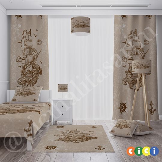 Kids Nursery Room Pirate Window Curtains