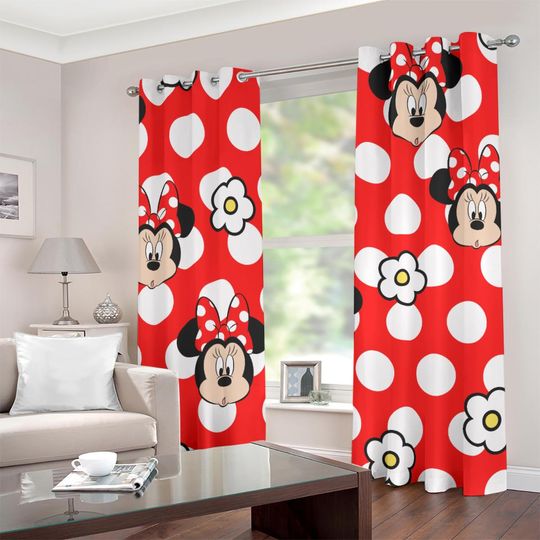 Minnie Mouse Poka Dot Window Curtains