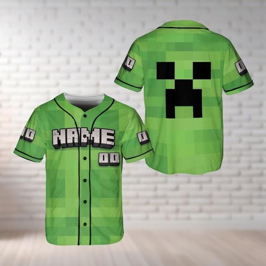 Custom Minecraft Baseball Jersey, A Minecraft Movie Shirt, Minecraft Baseball Shirt, Minecraft Party Shirt, Chicken Jockey Jersey Shirt