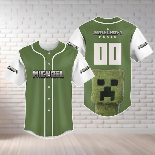 Custom A Minecraft Movie Baseball Jersey, Minecraft Video Game Baseball Shirt, Minecraft Creeper Shirt, Chicken Jockey, Gift for Gamer