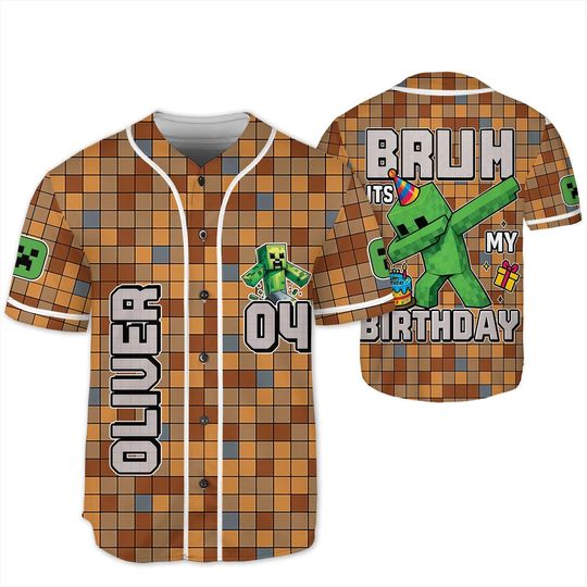 Personalized Creeper Birthday Boy Jersey, Minercraft Boy Birthday Jersey, Minercraft Birthday Tee, Minercraft Jersey, Bruh it's my birthday