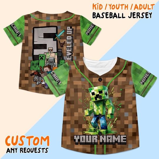 Personalized Creeper Birthday Boy Jersey, Minecraft Boy Birthday Jersey, Minecraft Birthday Tee, Kids Birthday Jersey, Minecraft Jersey