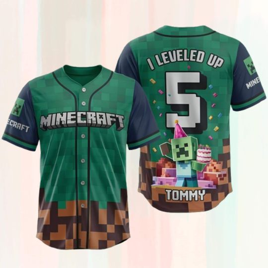 Personalized Creeper Birthday Jersey Shirt, Custom Minecraft Boy Birthday Jersey, Minecraft Birthday Tee, Kids Birthday Jersey