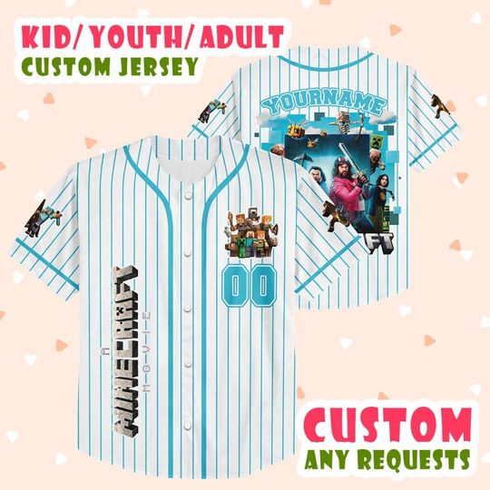 Customized Minecraf 2025 Movie All Character Baseball Jersey, Minecraft Game Movie 2025 Jersey, Custom Jersey Kids, Games Lovers 17425DNCJS2